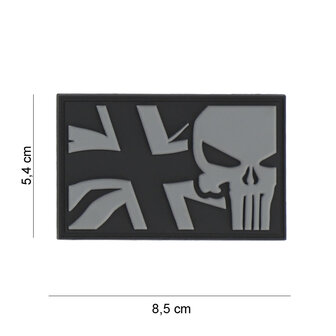 101 INC 3D PVC patch shield &quot; Punisher UK flag &quot; Gray