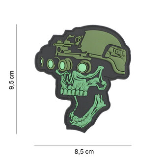 101 INC 3D PVC patch shield &quot; Night vision skull &quot; OD green