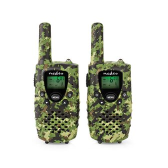 Nedis TK0810 Ensemble talkie-walkie de communication PTT/VOX avec casques, jusqu&#039;&agrave; 8 km, digital woodland