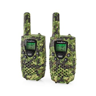 Nedis TK0810 Ensemble talkie-walkie de communication PTT/VOX avec casques, jusqu&#039;&agrave; 8 km, digital woodland