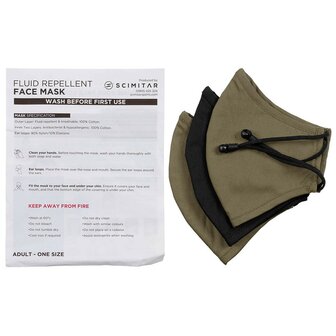 Scimitar reusable face mask, 3 pieces, black / OD green