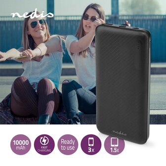 Nedis Portable Power Bank 10.000 mAh Schwarz