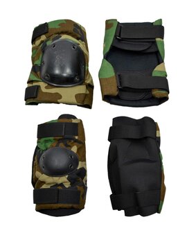 US army set of knee pads + elbow protectors, woodland camo