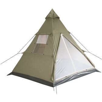 Tente pyramidale MFH Tipi, vert olive, avec tapis de sol