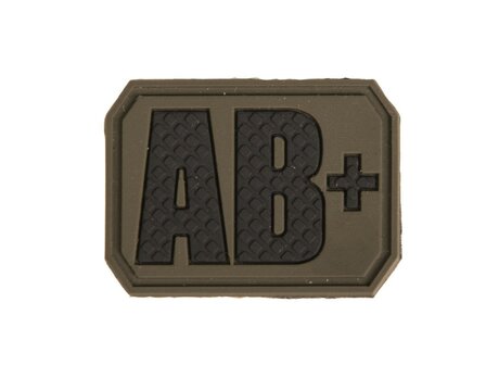 Mil-Tec velcro Patch Blutgruppe &bdquo;AB Pos&ldquo; 3D, oliv gr&uuml;n