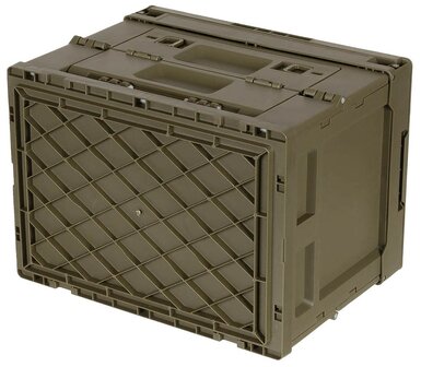 MFH plastic transport case 20L, foldable and stackable, OD green