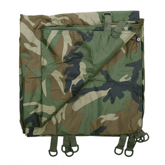 TF-2215 Tarpaulin, 210T Polyester Ripstop, woodland camo, Metall&ouml;sen, 300 x 300CM