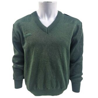 Dutch military police commando sweater wool/acrylic with v-neck, OD green