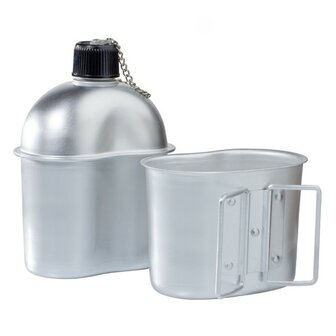 AB US aluminium veldfles 1L met beker en hoes, coyote tan