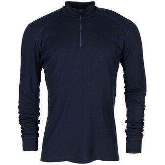 Odlo thermische longsleeve onderhemd met col en rits, Marine blauw