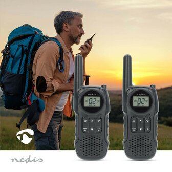 Nedis TK1050 PTT/VOX Walkie-Talkie Funkger&auml;t set wiederaufladbar, bis zu 10 km, schwarz