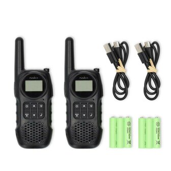 Nedis TK1050 PTT/VOX Walkie-Talkie Funkger&auml;t set wiederaufladbar, bis zu 10 km, schwarz