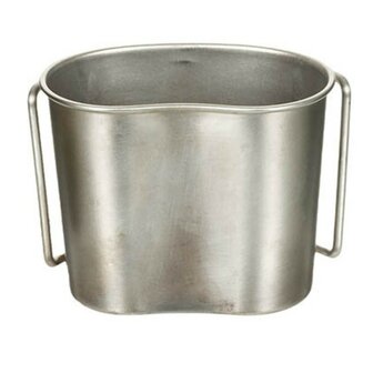 Dutch army Canteen Cup, Stainless Steel, foldable handles