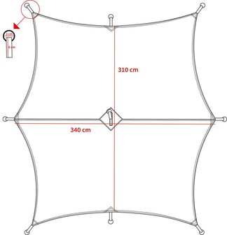 MFH Hexagon Tarp / Afdekzeil, 210T polyester, flecktarn, 340 x 310 CM