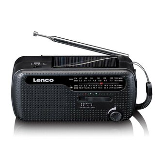 Lenco MCR-113BK emergency radio / world radio AM/FM/SW with LED lamp and battery, wind-up, black