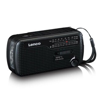 Lenco MCR-113BK emergency radio / world radio AM/FM/SW with LED lamp and battery, wind-up, black