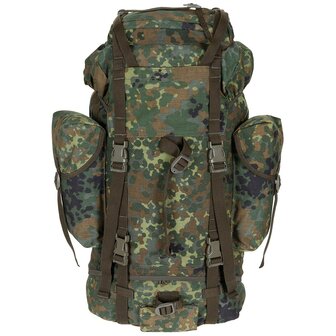 Duitse Bundeswehr combat veldrugzak 65L met zijtassen, flecktarn