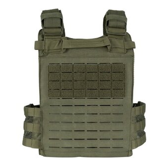 101 Inc QR plate carrier vest lasercut Molle, rapid release, legergroen