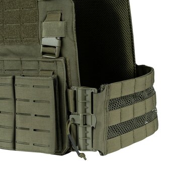 101 Inc QR plate carrier vest lasercut Molle, rapid release, legergroen