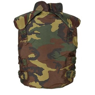 Italienische AP94-K&ouml;rperschutzweste mit weichen Kevlar-Panzerf&uuml;llungen, woodland camo