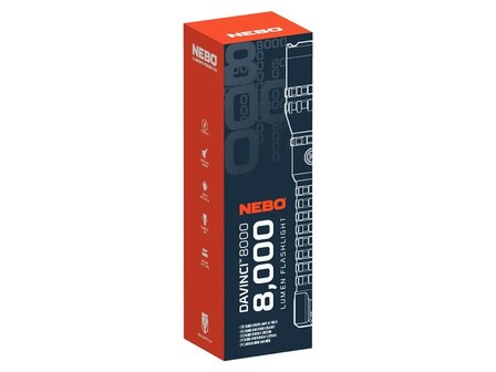 Nebo Davinci 8000 LED Flashlight IPX67, Rechargeable Li-Ion 10000mAh