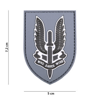 101 INC 3D PVC patch shield &quot; WHO Dares Wins &quot; Gray