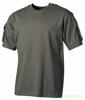 US short sleeve shirt met mouwzakken, OD groen