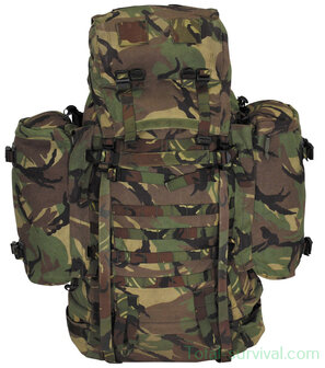 ARWY Alpine Saracen Feldrucksack 120L mit Seitentaschen und Daypack-Tr&auml;gern, Woodland DPM