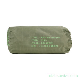 Fostex Poncho, Rip Stop, legergroen, PE 320 Gram, 150 x 220 cm