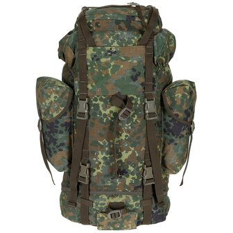 Bundeswehr Kampfrucksack 65L mit Seitentaschen, flecktarn