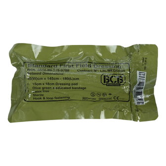 BCB Combat first field dressing standaard PF120A, 15 x 18 cm kompres
