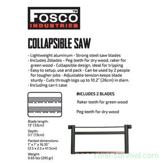 Fosco opvouwbare zaag, 2 zaagbladen, groen