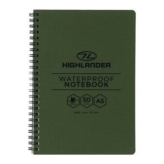 Highlander forces waterproof notitieboek A5, legergroen