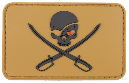 Patch &quot;Skull and swords&quot; 3D, coyote tan