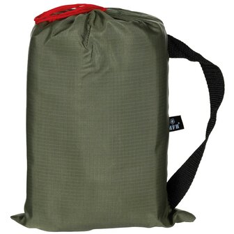 MFH Tarp / Afdekzeil, 210D polyester rip-stop, legergroen, bevestigingslussen, 300 x 300CM
