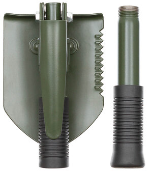 3-in-1 folding shovel with cover, green