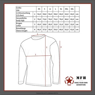 MFH US Longsleeve shirt met mouwzakken, zwart