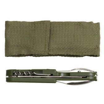 MFH Zakmes / Eetbestek set 3-delig RVS met tas, legergroen