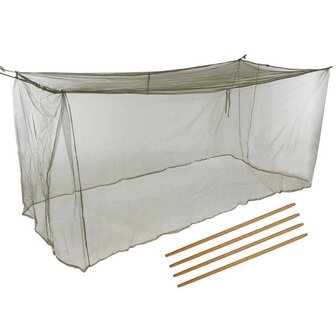French army mosquito net for camp bed with rods, OD green