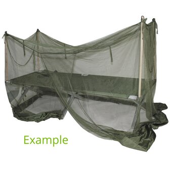 French army mosquito net for camp bed with rods, OD green