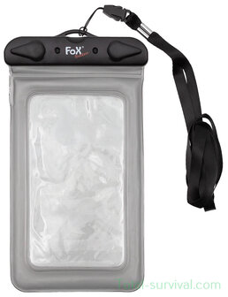 Fox outdoor Waterdichte documententas / GSM tas, zwart transparant, lanyard