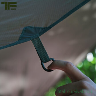 TF-2215 Tarp / Afdekzeil, 210T polyester rip-stop, legergroen, metaalogen, 300 x 300CM