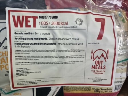 Out Meals MRE Meal Ready-to-Eat 24-Stunden Ration, Men&uuml;set 7