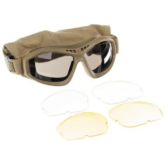 Revision Bullet Ant ballistische veiligheidsbril met 3 lenzen sets en beschermhoes, coyote tan