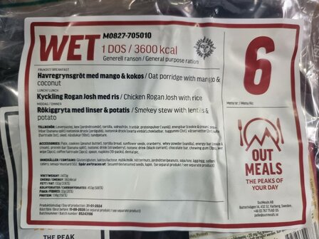 Out Meals MRE Meal Ready-to-Eat 24-Stunden Ration, Men&uuml;set 6