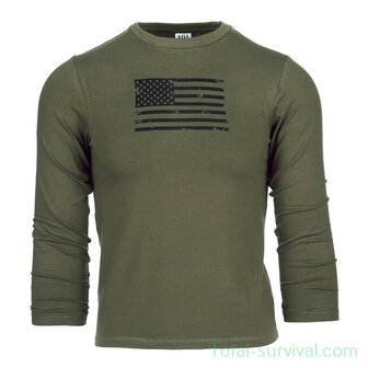 101 INC T-shirt enfant USA manches longues, vert arm&eacute;e