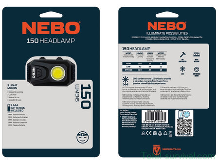 Nebo 150 LED headlamp IPX4, 3x AAA