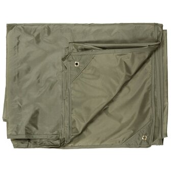 MFH Tarp / Afdekzeil, 190T polyester, legergroen, metaalogen, 400 x 500CM
