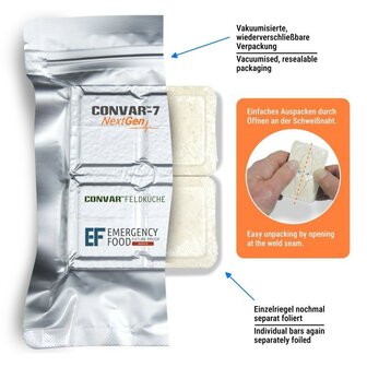 Barres prot&eacute;in&eacute;es &eacute;nerg&eacute;tiques Convar Field Kitchen (120 g), qualit&eacute; militaire