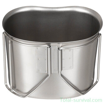 Tasse de cantine MFH US, acier inoxydable, poign&eacute;es pliables
